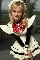 Women white Latex Maid Dress Annie May cosplay