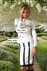 Women High Collar White Latex Jackets