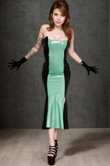 Women Latex Dress Low Cut Strapless Mermaid Gown
