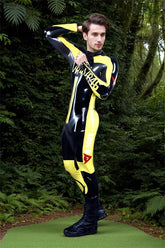 Man Latex Catsuits VR46 Name MotoGP Biker