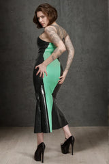 Women Latex Dress Low Cut Strapless Mermaid Gown
