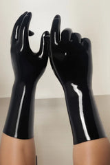 Womens Black Latex Accessories Mold Shorter Gloves