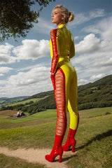 Women Latex Catsuits Tie Me Up Yellow