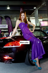 Women Latex Dress Trans Purple Natural Gown
