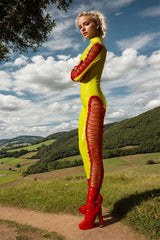 Women Latex Catsuits Tie Me Up Yellow