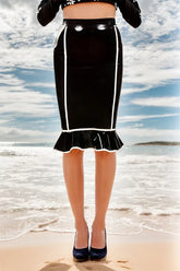 Womens Latex Ruffled Pencil Skirt The Rectangulist
