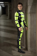 Man Latex Catsuits Straposis Back Zipper Feet