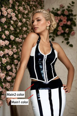 Women Latex Skirts Black And White Striped