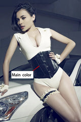 Women Black Latex Corsets Short N Busky