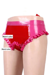 Women latex briefs Ruffle Playful Bow Detail