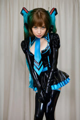 Women Latex Dress Hatsune Miku Black and Blue