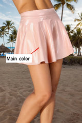 Womens Light Pink Latex Skater Skirt