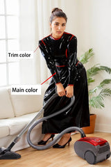 Women Latex Dress Black Victorian Gown