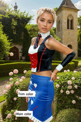 Women Latex Mini Skirts Heart and Ruffled Trim