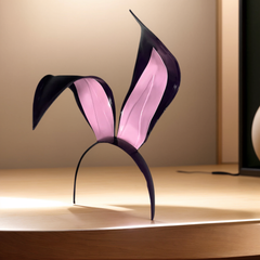 Women Latex Black & Pink Bunny Ear Headdress