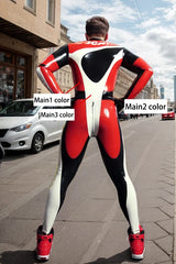 Men Latex Catsuits Motogp Biker Front Zip Racing