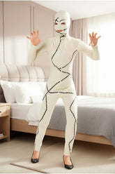 Women Latex Catsuits Stitched Integrated Hood