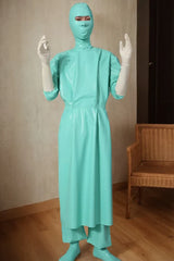 Jade Green Latex Tops Unisex Doctor Uniform