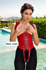 Women Red Latex Corsets Tye Me Up