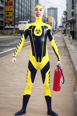 Man Latex Catsuits Biohazardous Hooded Biohazard