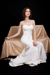 Women Latex Dress Elegant Floor Length White Gown