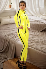 Women Yellow Latex Catsuits Killing Bill Cosplay