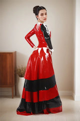 Women Latex Dress Harley Quinn Jester Cosplay Gown