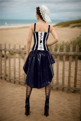 Women Asymmetrical Black Latex Skirts Ruffled Hem