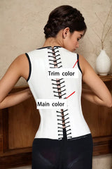 Women White Latex Corsets Helga Laced Back