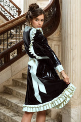 Women Latex Dress Classic French Maid Style