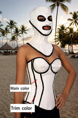 Women White Latex Corsets Da Hourglass Effect Design