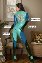 Women Bodacious Sea Spray Multi Color Latex Catsuits