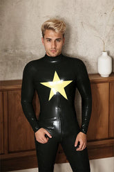 Man Latex Catsuits Star Blazer Back Zipper