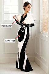 Women Latex Dress Black and White