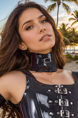 Black High Spine Neck Collar Latex Accessories