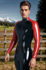 Man Latex Catsuits Curv Ical Front Zipper