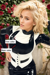 Women Latex Tops Front Buttons Halter Vest