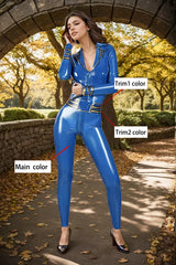Women Latex Catsuits Flight Pilot Uniform