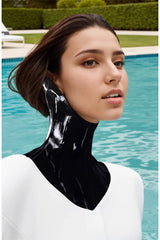 Women Latex Neck Corset Black Accessory