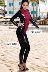 Women Latex Catsuits Ravenous Two Tone Metallic Red