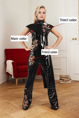 Women Latex Coats Kung Fu Inspired Short Sleeves