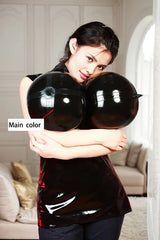 Women Latex Top High Collar Big Breasts