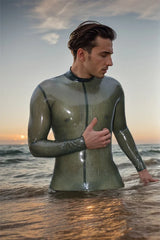 Man Latex Catsuits Hearty Seat Zipper Less