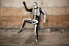 Man Latex Catsuits Scary Skeleton Full Body Unisex