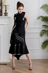 Women Black Latex Dress Unspoiled Oils Mermaid Skirt