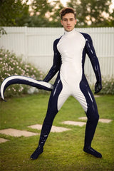 Man Latex Catsuits Inflatable Tail Costume