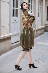 Women Latex Dresses Transparent Smoky Black Three Piece