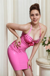 Women Pink Latex Dress in the Name of Love