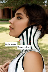 White Neck Collar Striped Latex Accessories