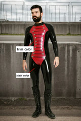 Man Latex Buttons Military Catsuits Blazing